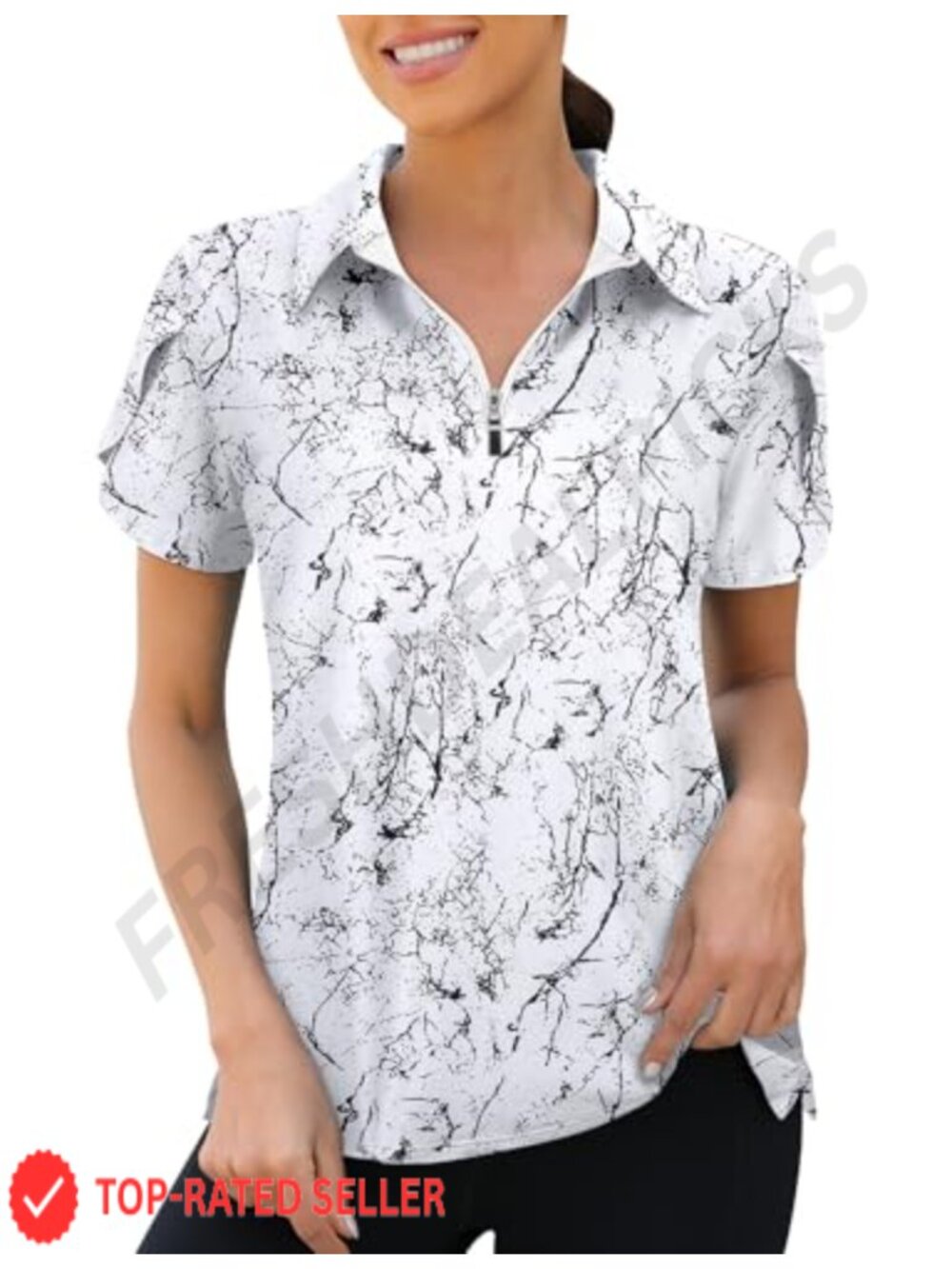 Women's 1/4 Zip Golf Polo Shirt Short Sleeve Quick Dry Athletic Top